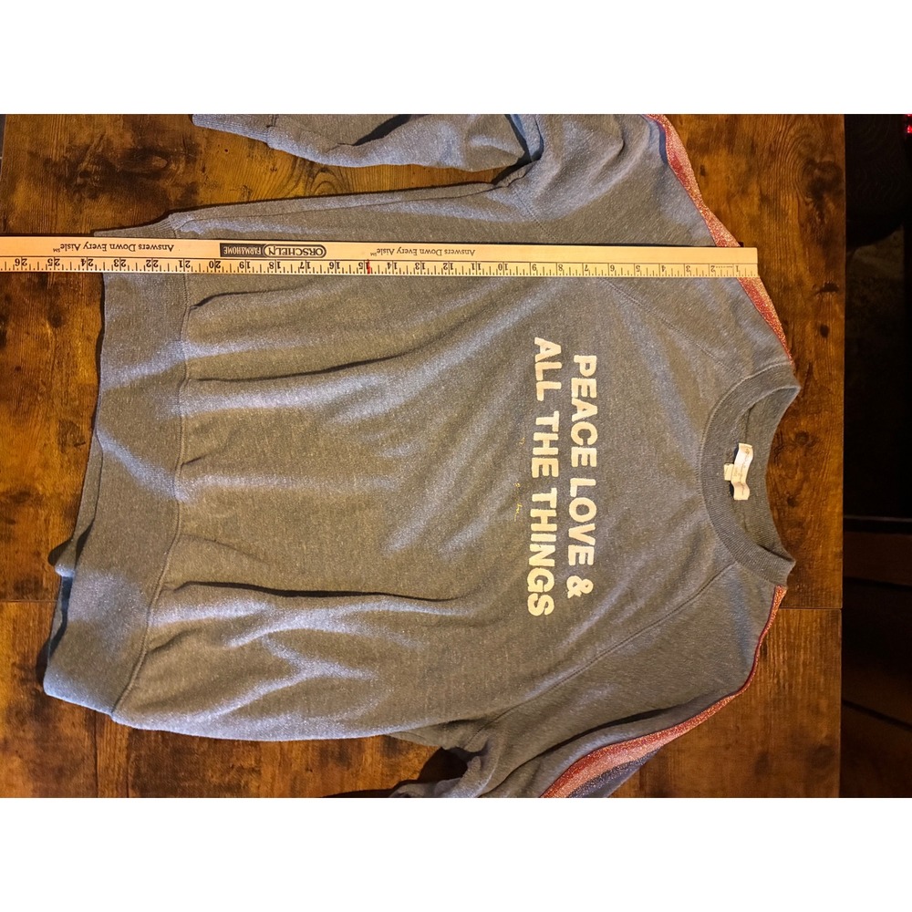 Spiritual Gangster Sweatshirt Womens L Grey Excellent Glitter Stripe Pullover - Picture 4 of 6